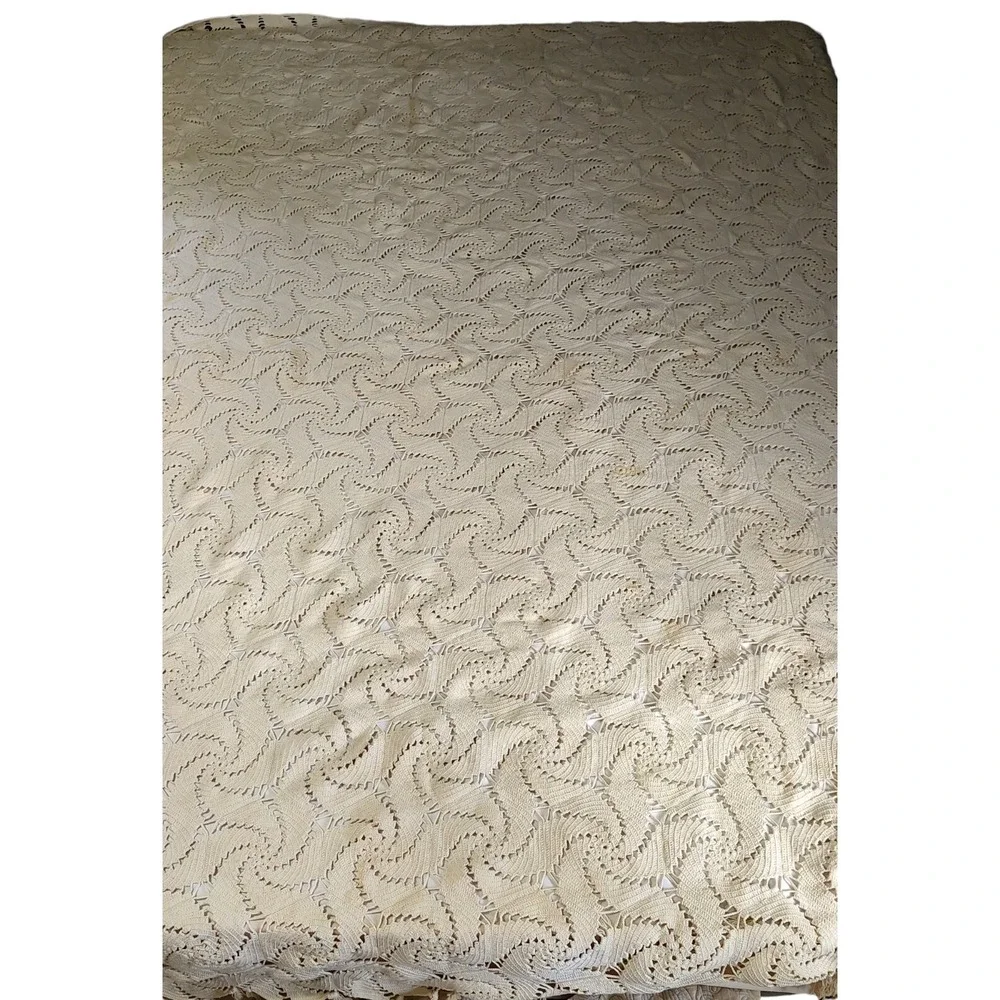 Vintage Handmade Crocheted Bedspread‎ Cotton Thread Full Queen Cottage Core SEE